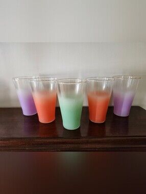 Vintage Blendo Frosted Tumblers Set Of 5